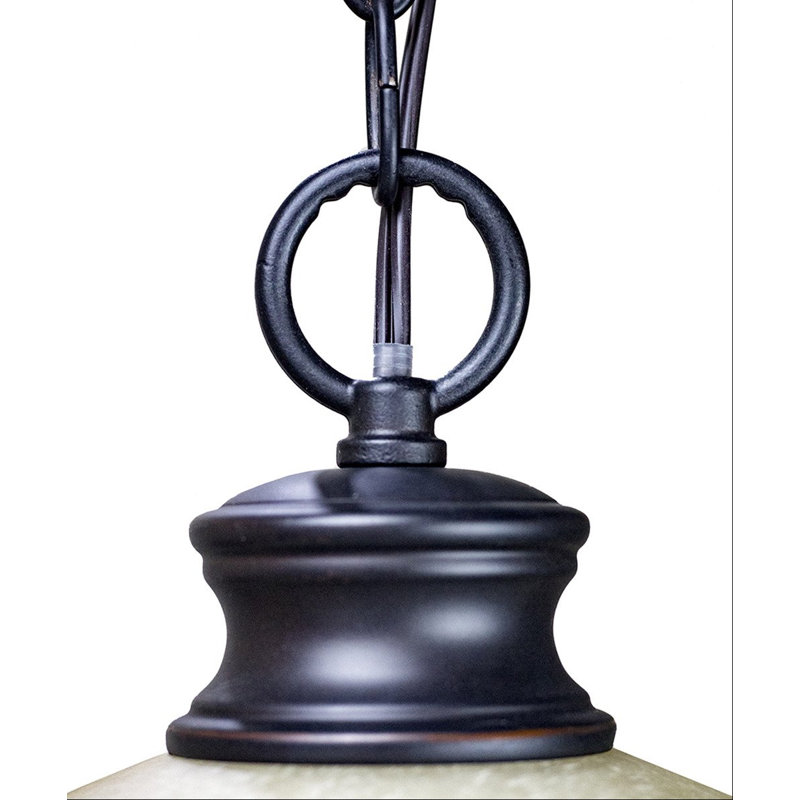 Luminaire suspendu 1 cloche pour une cloche Munch, Bronze huilé, Ambre intense