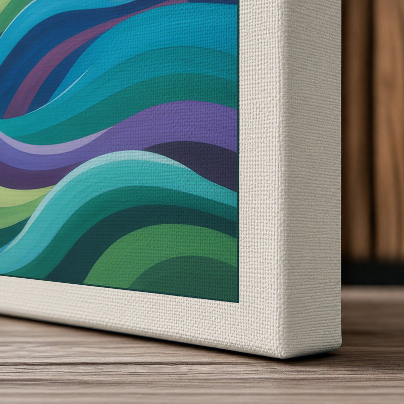 Flowing Tides Modern 1 Piece Wrapped Canvas Wall Art, 30x20 - 76.2 x 50.8 cm, Cream Border