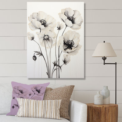 «Vivid Black and White Poppiesmoments I», reproduction d'art sur toile