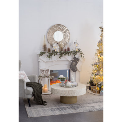 S/3 6' White Pom Pom Garland