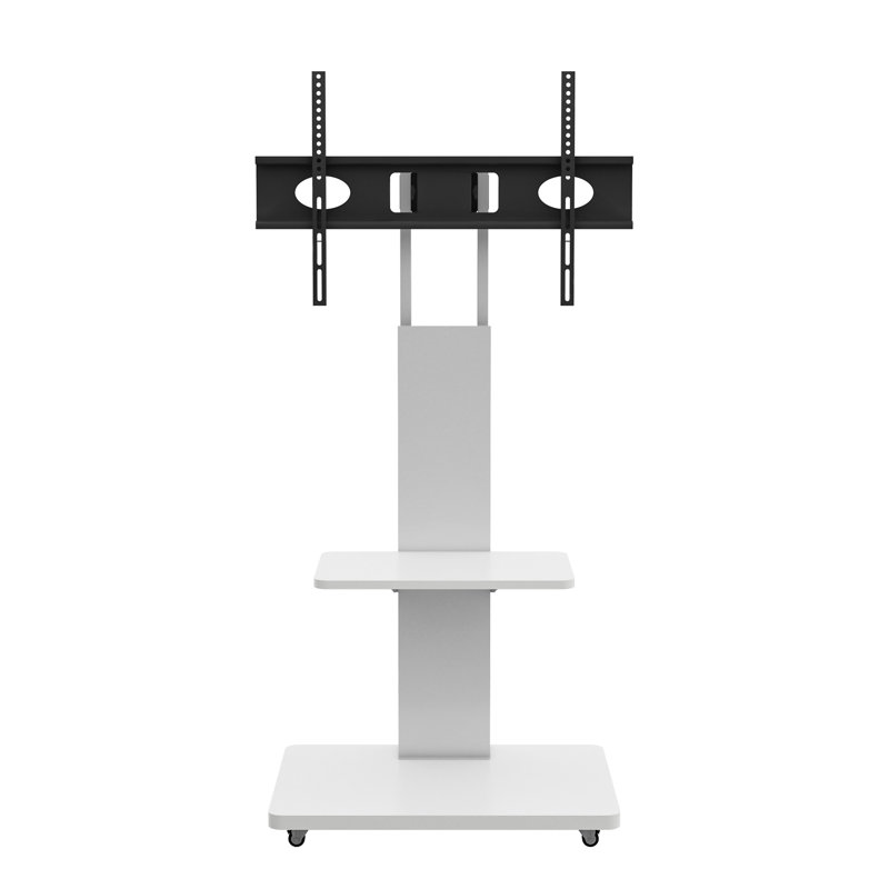 TV Stand With Shelf For Living Room, Bedroom,Offices,Mobile TV Cart For 32-75 Inches,Floor Stand With Mount On Lockable Wheels,White