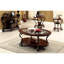 Table basse brune multi avec détails ornés et conception de tablette inférieure ouverte