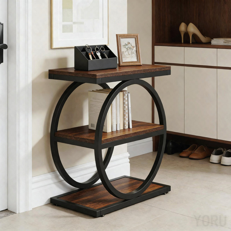 3-Tier Sofa Side Table, Modern End Table