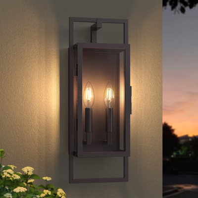 Selisa 2-Light Wrought Iron Outdoor Wall Lantern with Clear Glass Shade