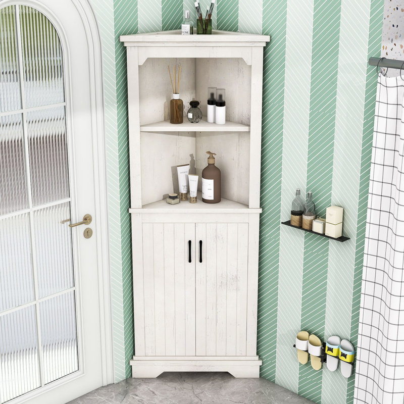 Grande armoire d'angle avec portes, Grain de bois beige