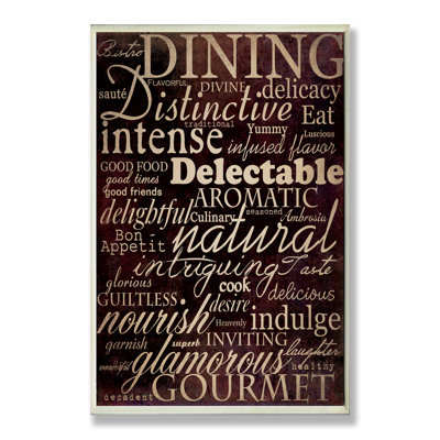 « dîner words black cuisine », art textuel sur toile tendue