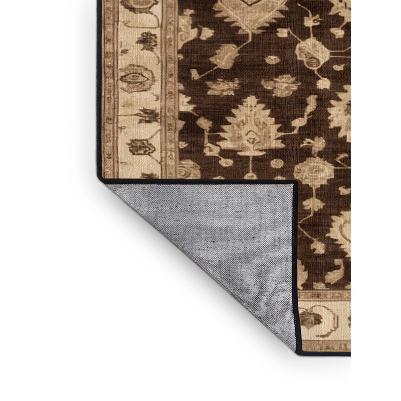 Tapis brun lavable à la machine, Carré 6 pi
