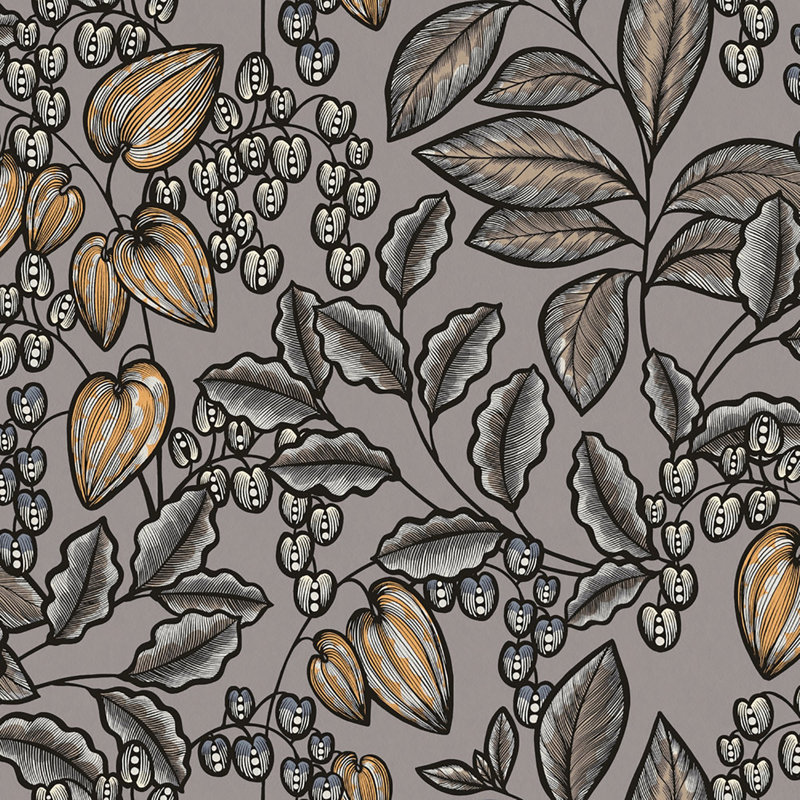Rouleau de fleurs Leif, Gris