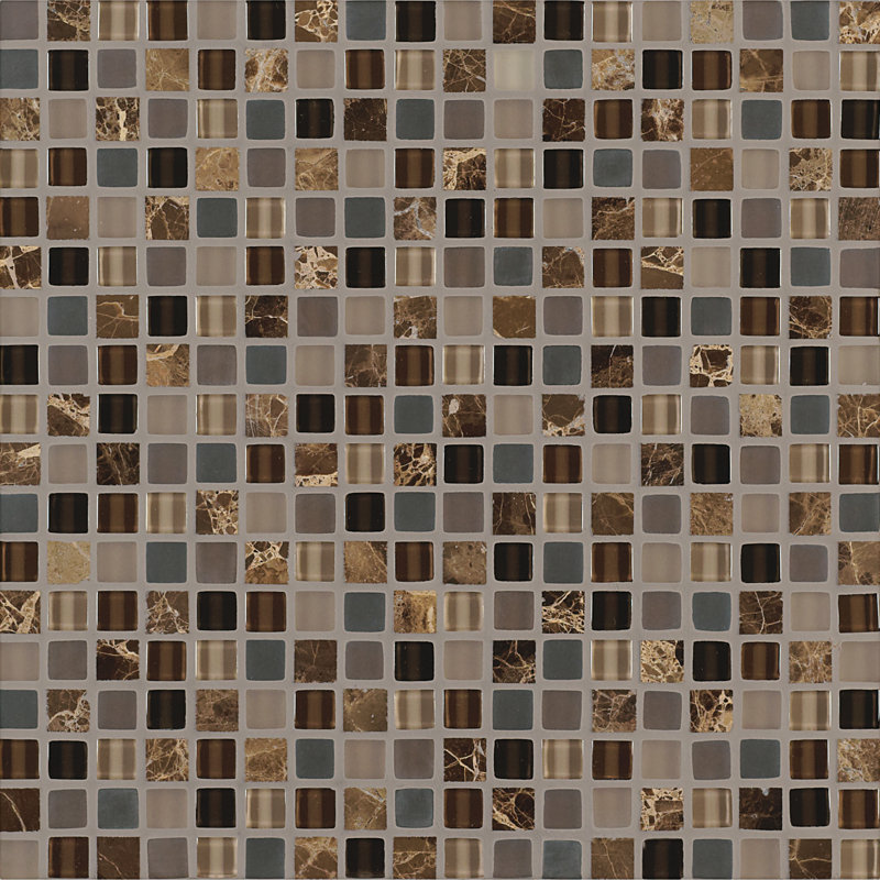 Viva Linda 0.5'' W x 0.5'' L Glass & Stone Tile Mosaic Sheet, Rich Earth blend