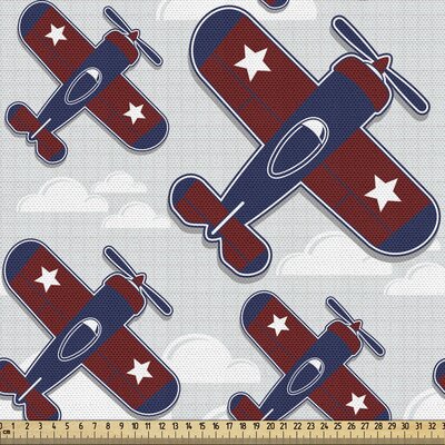 Ambesonne Airplane Fabric By The Yard, Top View Pattern Of Funny Cartoon Elements On A Grid Like Background, Decorative Fabric For Upholstery And Home -  East Urban Home, D612D382AFCE420C9EE2A31DECE31892