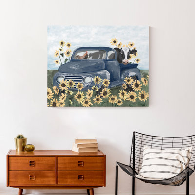 «Farmhouse Animals in Truck», reproduction sur toile