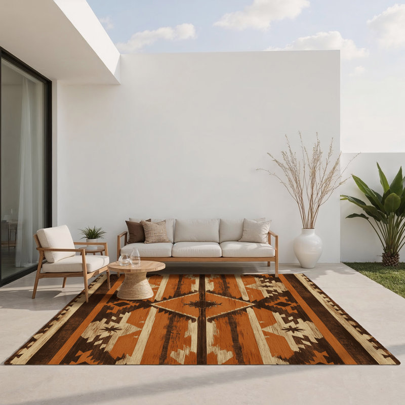 Sunset Embers Indoor And Outdoor Area Rug, Rectangle 1'6" x 2'6"
