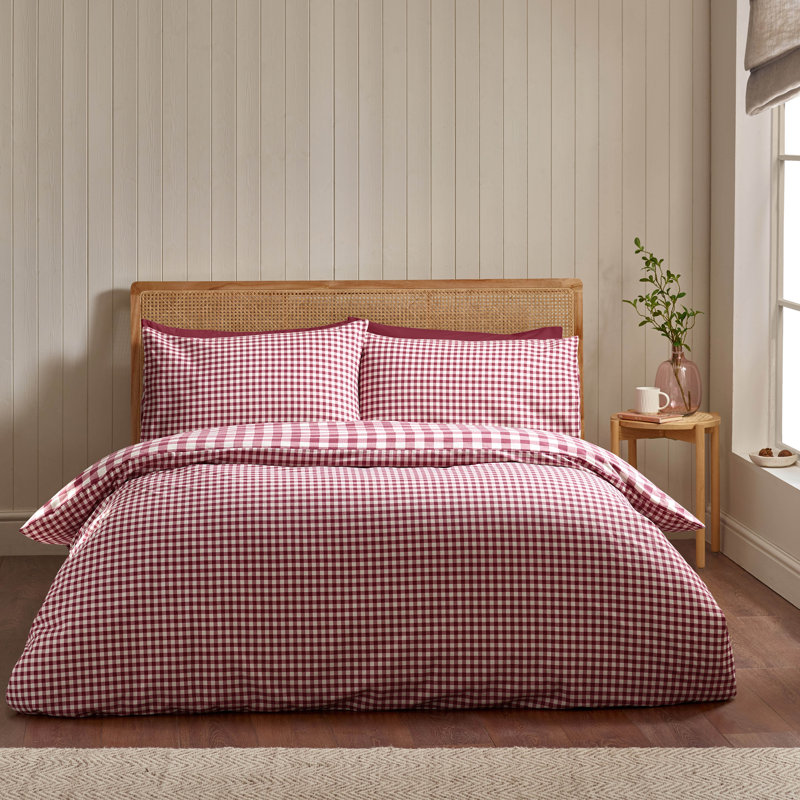 Brushed Gingham Check Reversible Duvet Cover Set, King