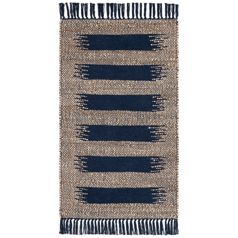 Natural Fiber 124 Hand Woven 70% Jute; 30% Cotton Abstract Rug, Square 7'
