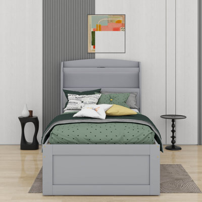 Twin XL Size Platform Bed With Storage LED Headboard, Charging Station, Trundle And Drawers by Brayden Studio