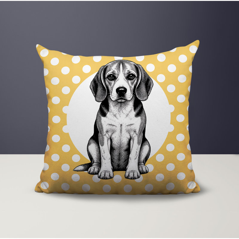 Oreiller réversible intérieur / extérieur Beagle Dog, 16 x 16, Jaune