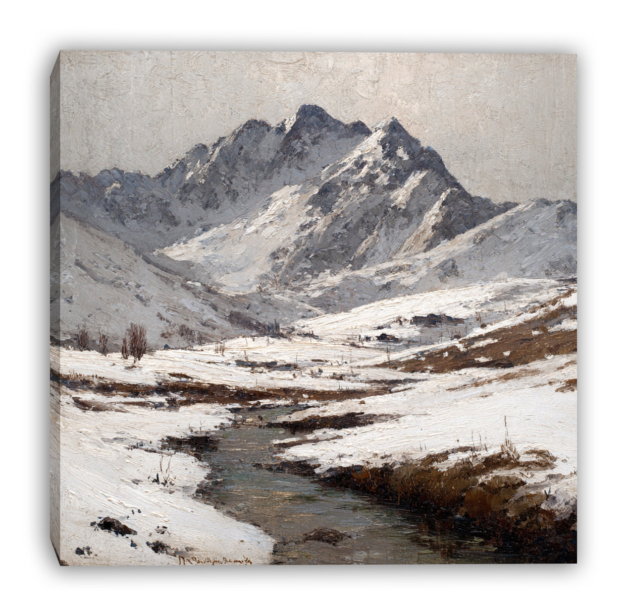 Union Rustic Alpine Winter Runoff Landscape Wrapped Canvas Wall Art ...
