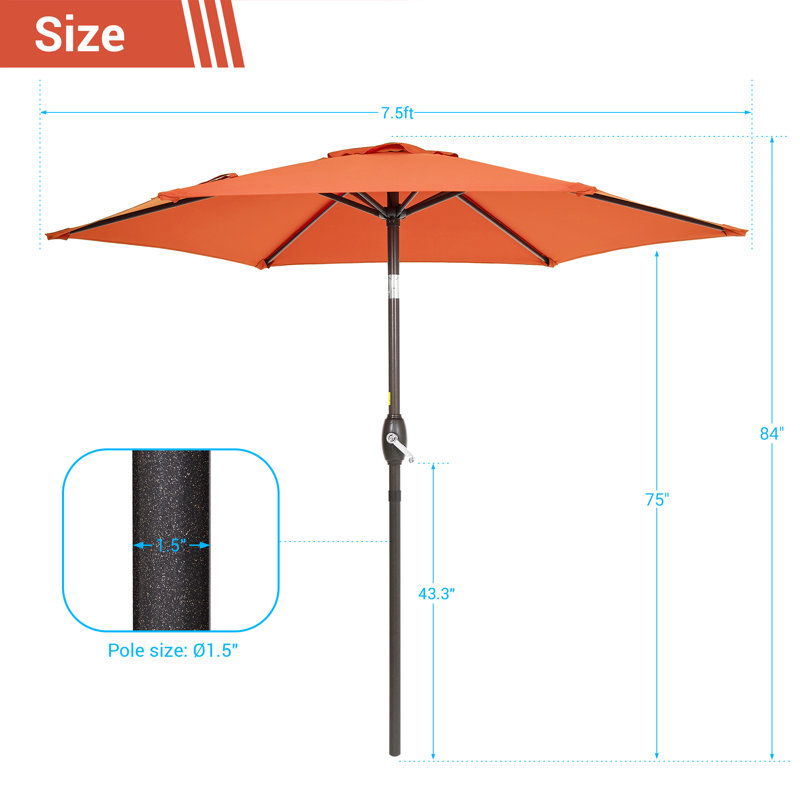 Parasol Sawyer, 84.6" H x 90" W x 90" D, Orange