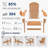 Folding Adirondack Chair, SGS Tested, Wooden Textured With Cup Holder, Heavy All-Weather HDPE Comfortable Set Poolside Backyard Lawn Teak-124431037