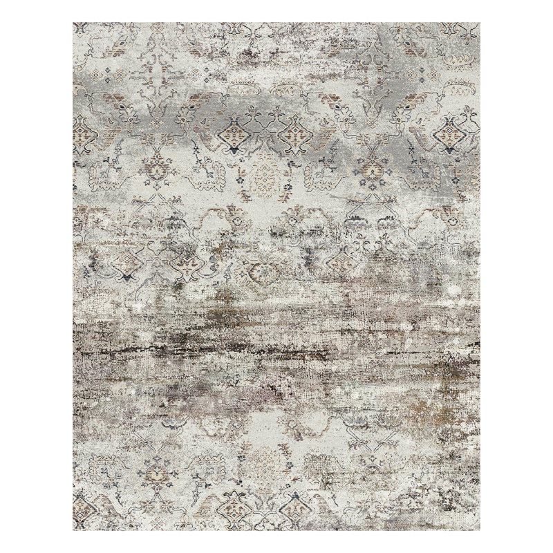 Tapis lavable antidérapant rétro taupe délavé, Rectangle 10 pi x 14 pi