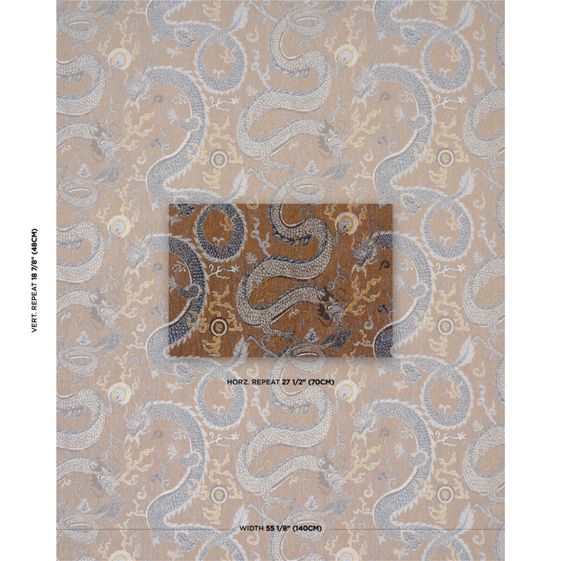 Tissu serpentine dragon, Brun/bleu