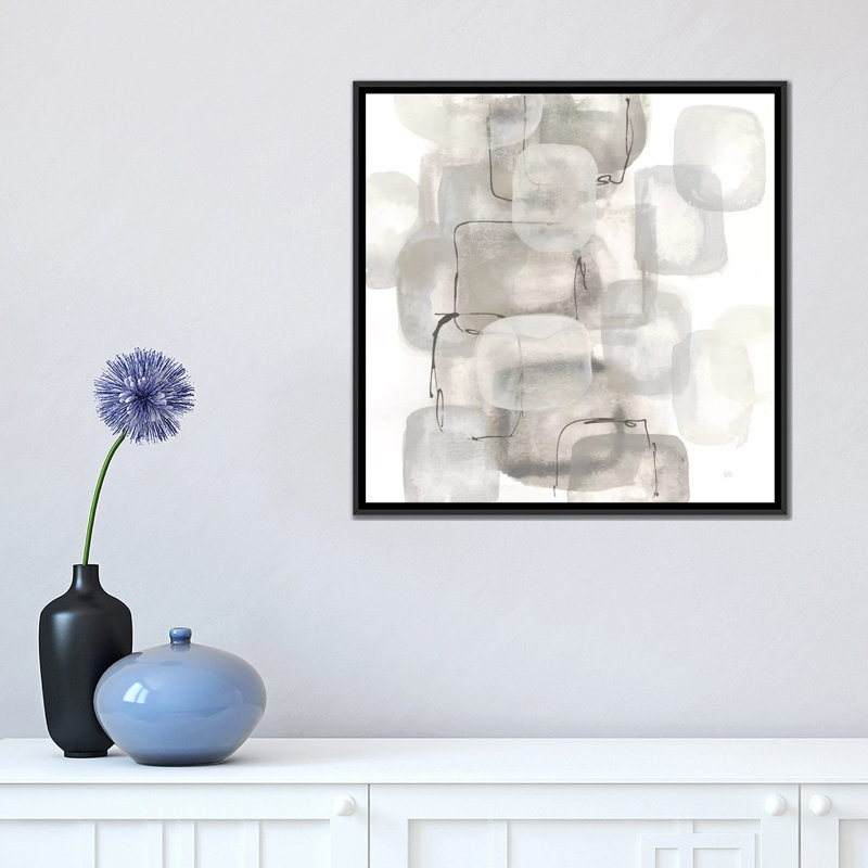 «Neutral Stacking I, White» par Chris Paschke, impression sur toile tendue, H 26 po x l 26 po x P 1,5 po, Pas de tapis