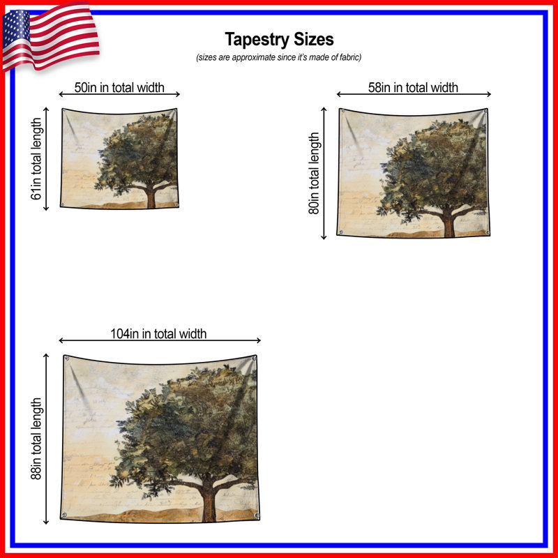 Tree With Roots Wall Tapestry - Nature Wall Decor, 50in H x60in W with 4 Grommets