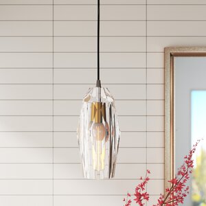 Warthen 1 -Light Single Geometric Pendant with Crystal Accents