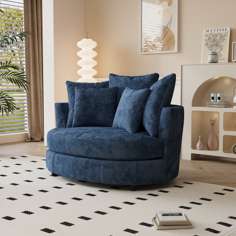 Fauteuil demi-tonneau d'appoint surdimensionné 55,1 po, Marine
