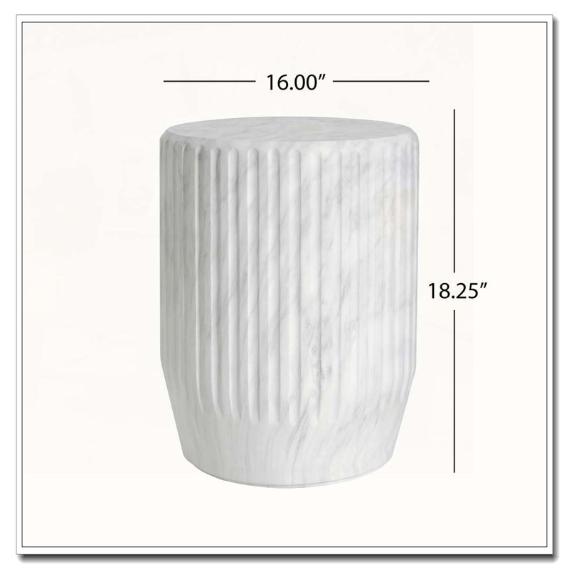 Outdoor Concrete Patio Side Tablbe, White