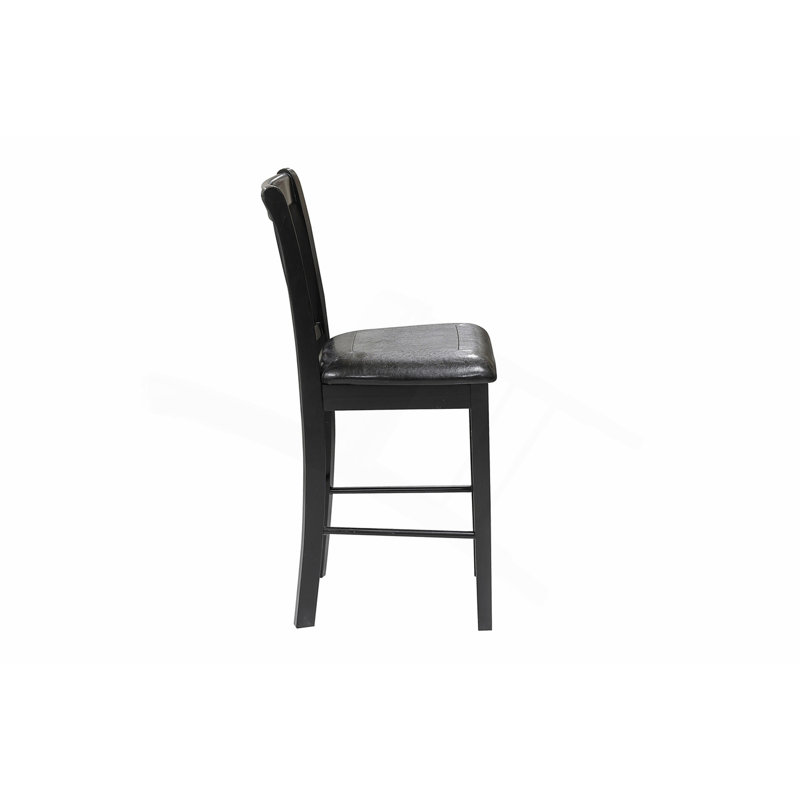 Ensemble de table de salle à manger à hauteur de comptoir noire 5 pièces avec tablettes inférieures et 4 chaises
