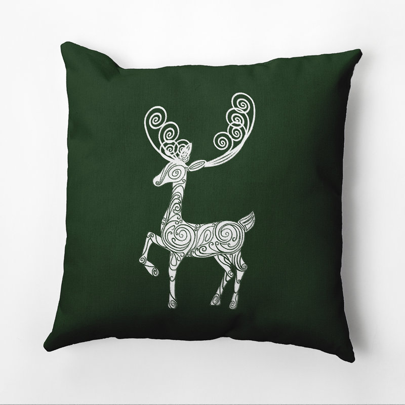 Reversible Throw Pillow, 16" x 16", Dark Green