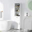Armoire de rangement mince, armoire de salle de bain haute, tour à linge avec 3 tablettes ouvertes, tiroir, porte encastrée et tablette réglable