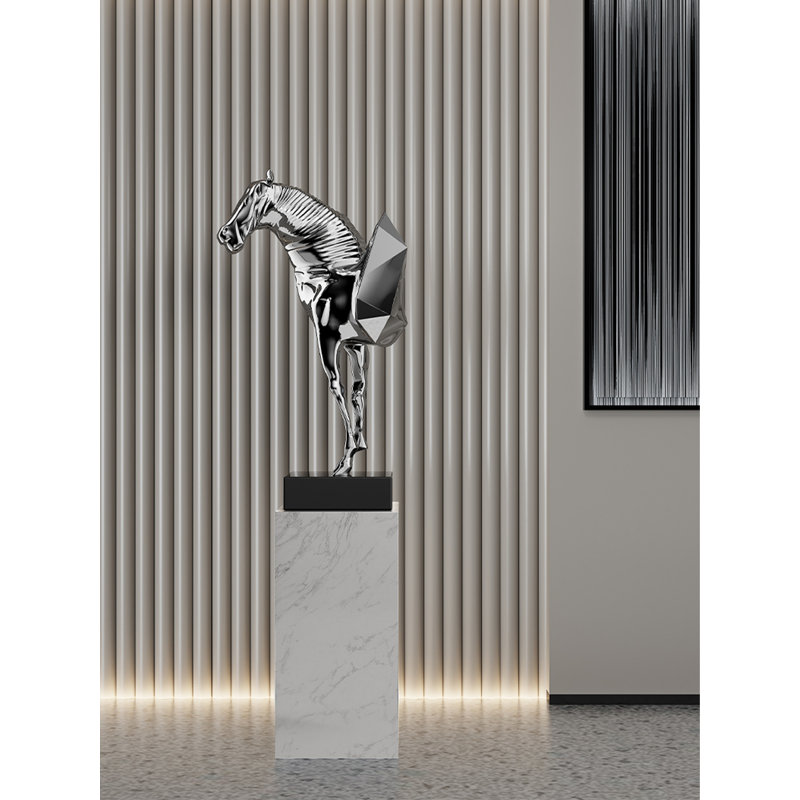 Objets décoratifs luxueux et haut de gamme en forme de tête de cheval, Argent argent