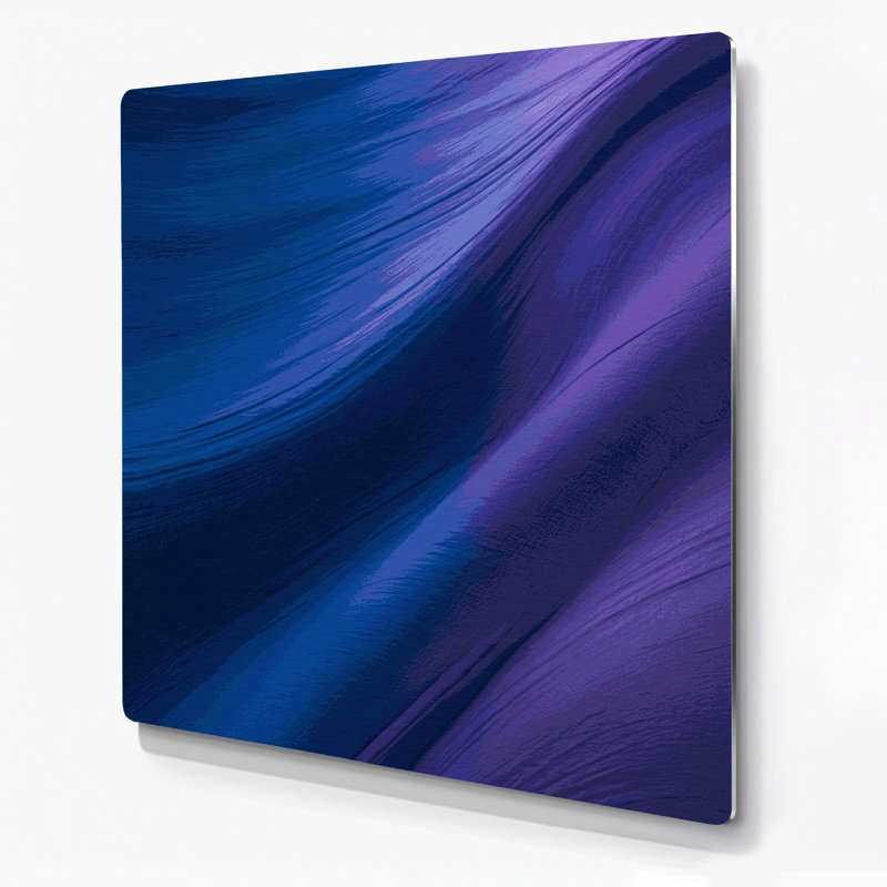 Abstrait couleur champ 10 bleu art mural en métal, H 8 po x l 8 po
