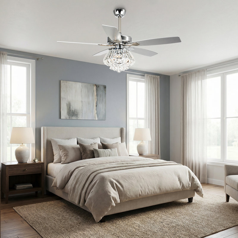 Micah 52'' Ceiling Fan with Light Kit, Chrome