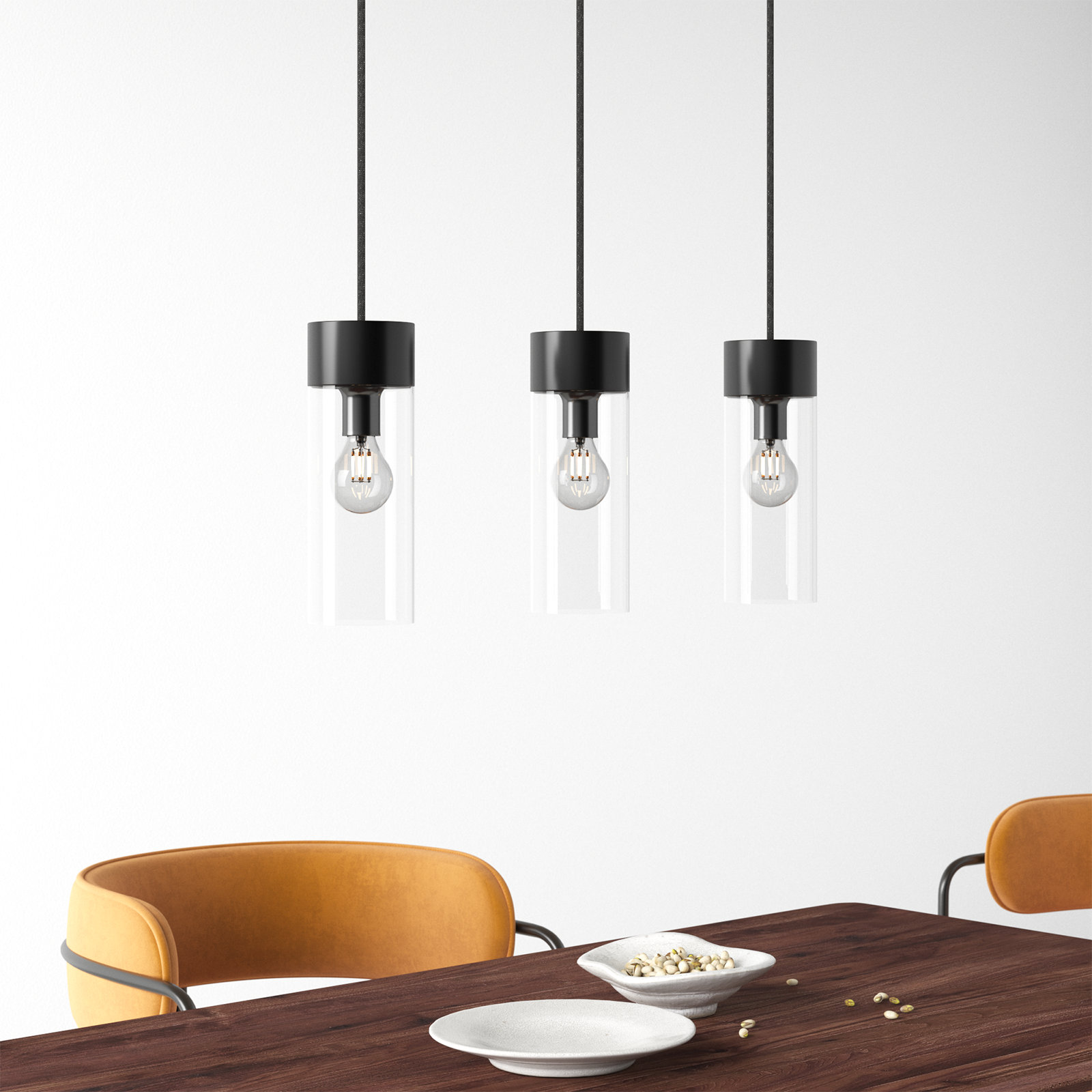 Monterey 3 Light Glass Dimmable Pendant