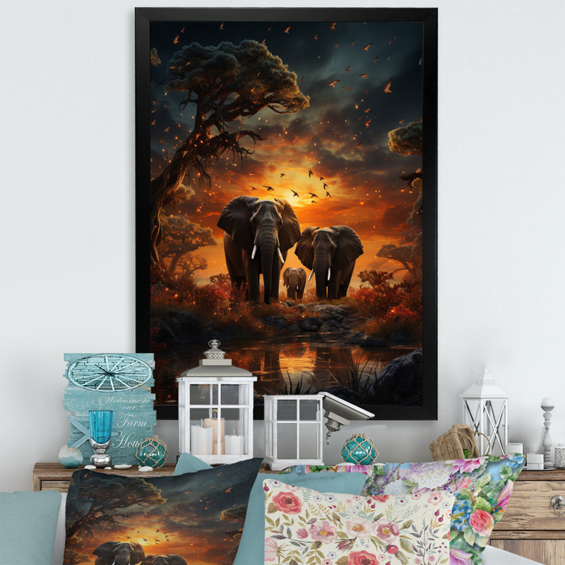 «Surrayah African Celestial Safari III», reproduction sur toile, Cadre photo noir simple, H 20 po x l 12 po x P 1 po