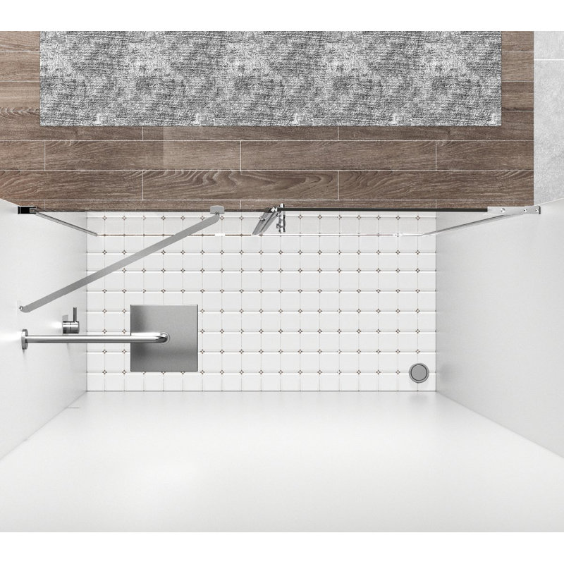 58.5" W x 72" H Pivot Frameless Shower Door, Chrome