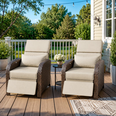 Chaise de patio inclinable avec dossier et repose-pieds réglables, chaise longue d'extérieur toutes saisons