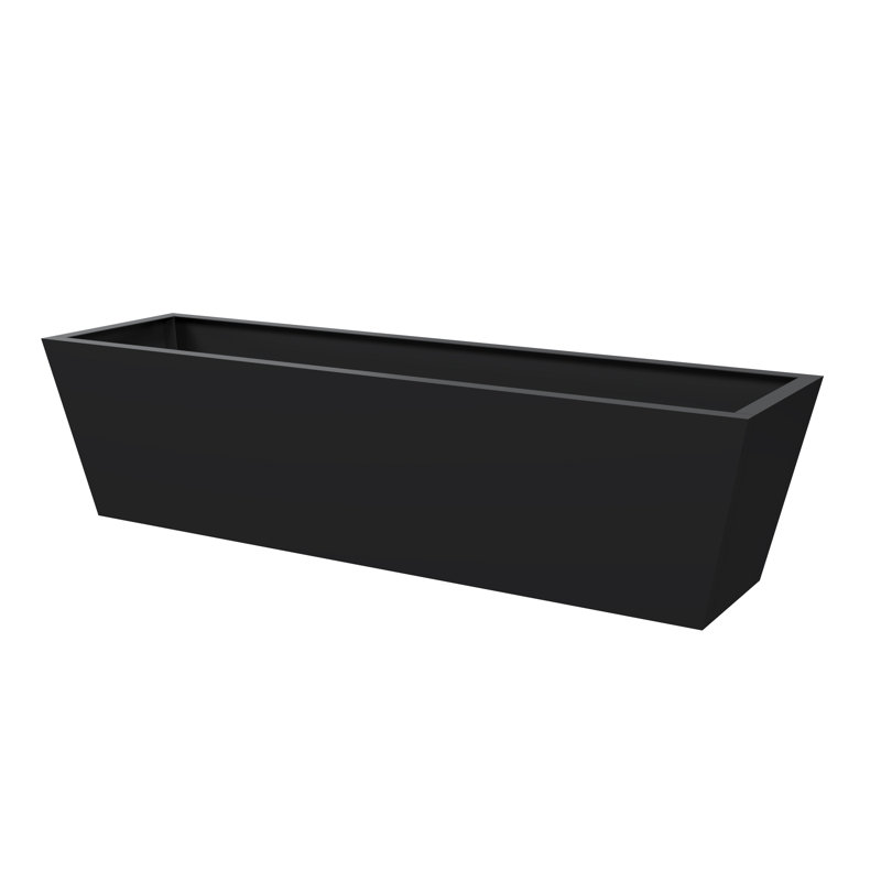 Metal Black Trapezoidal Pot Planter, 9" H x 10" W x 36" D