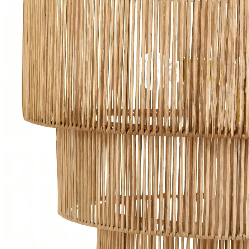 Luminaire suspendu en rotin à 5 niveaux avec abat-jour Aleris, Rotin naturel