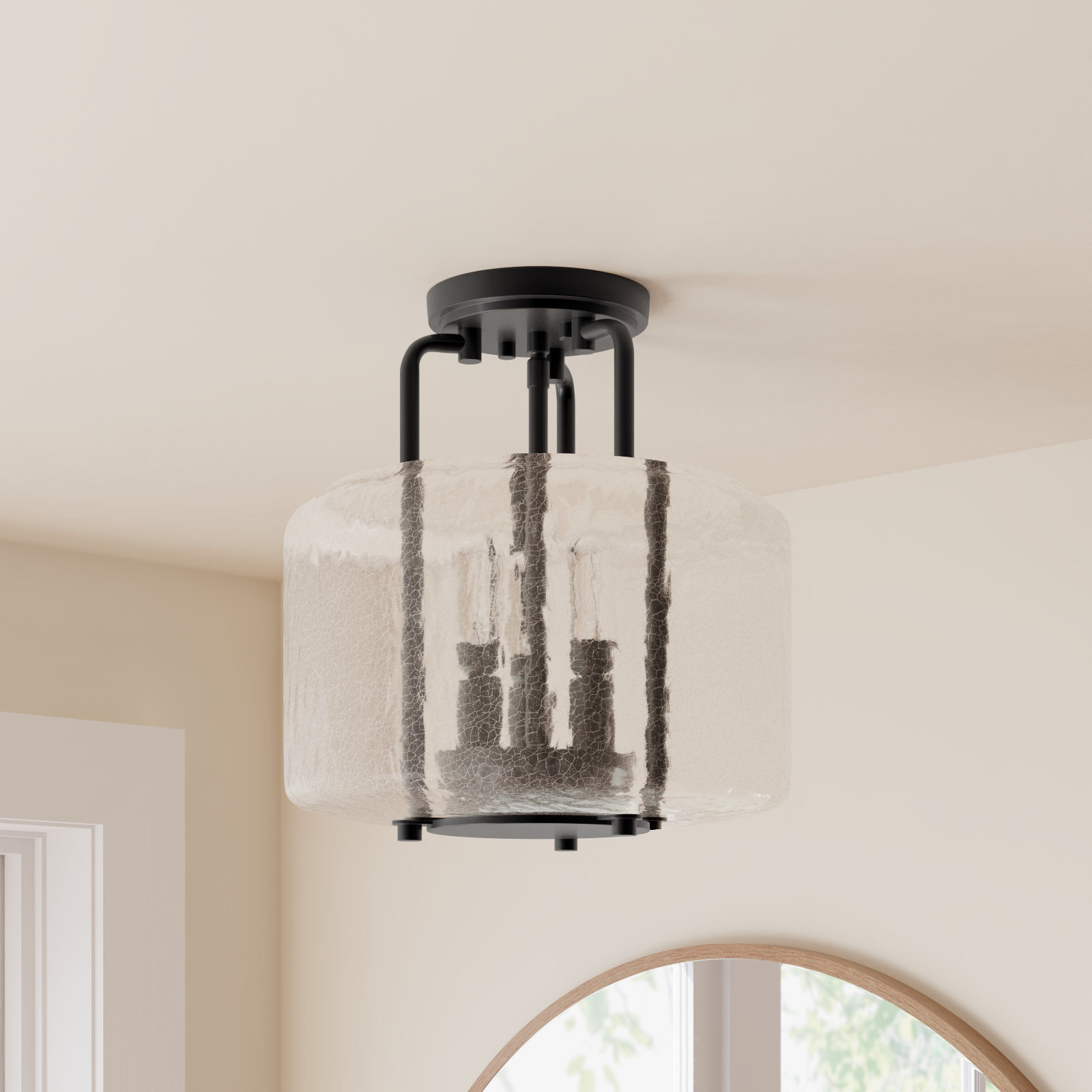 Dottie 3-Light Semi Flush Mount, Black