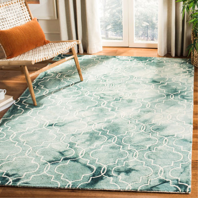 Berman Hand Tufted Wool/Cotton Geometric Rug in Sage Green/Ivory
