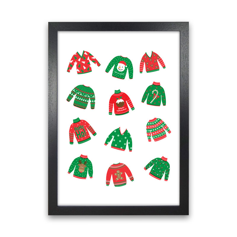 Christmas Jumpers - Print, 34cm H x 25cm W x 3cm D, Black Framed