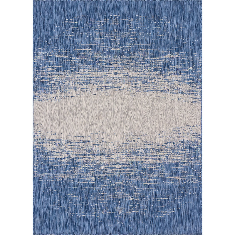 Datto Abstract Indoor / Outdoor Area Rug, Rectangle 7'1" x 10', Blue
