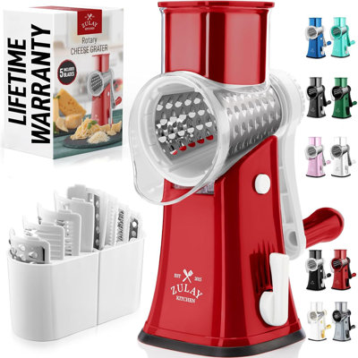 Râpe à fromage rotative avec 5 pales en acier inoxydable et base d'aspiration Zulay Kitchen