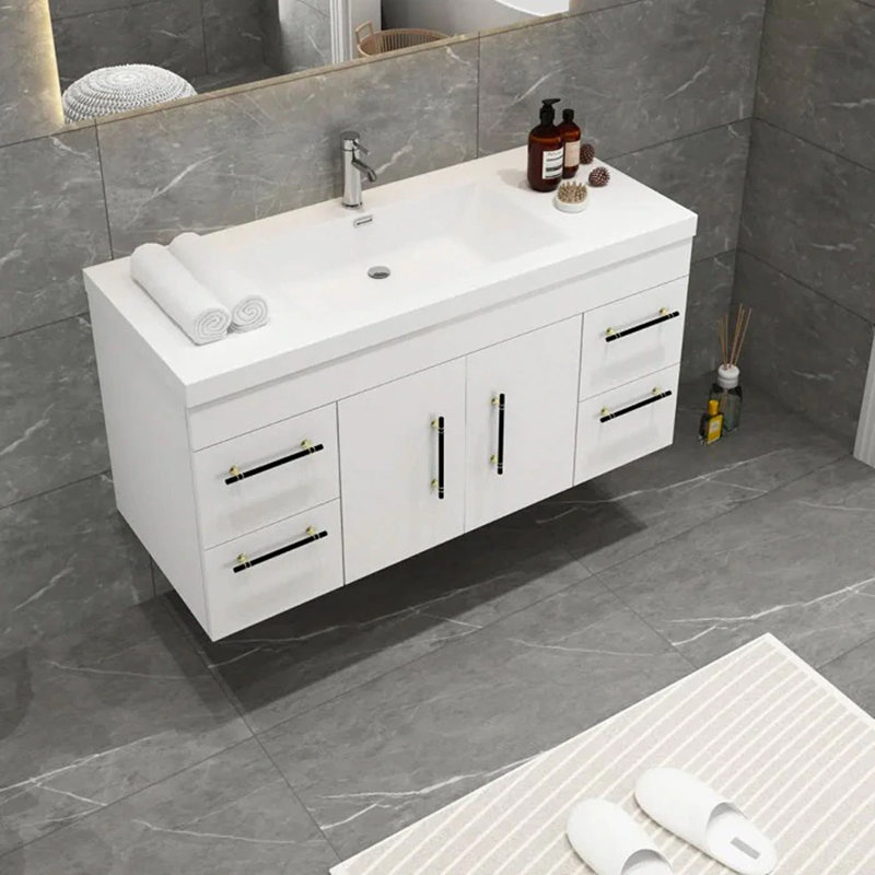 Ensemble de meuble-lavabo simple mural 47 "47", Blanc brillant
