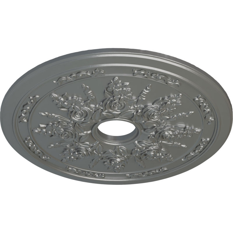 Rose et ruban H 12,25 po x l 23,5 po x P 23,62 po médaillon de plafond, Argent