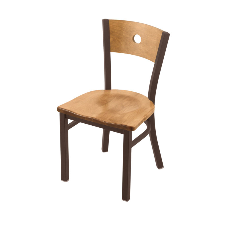 Voltaire Metal Side Chair, Anodized Nickel, Medium Maple